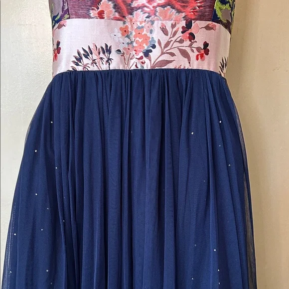 Anthropologie Moulinette Soeurs Floral and Navy Tulle Dress size 14 - Picture 10 of 16